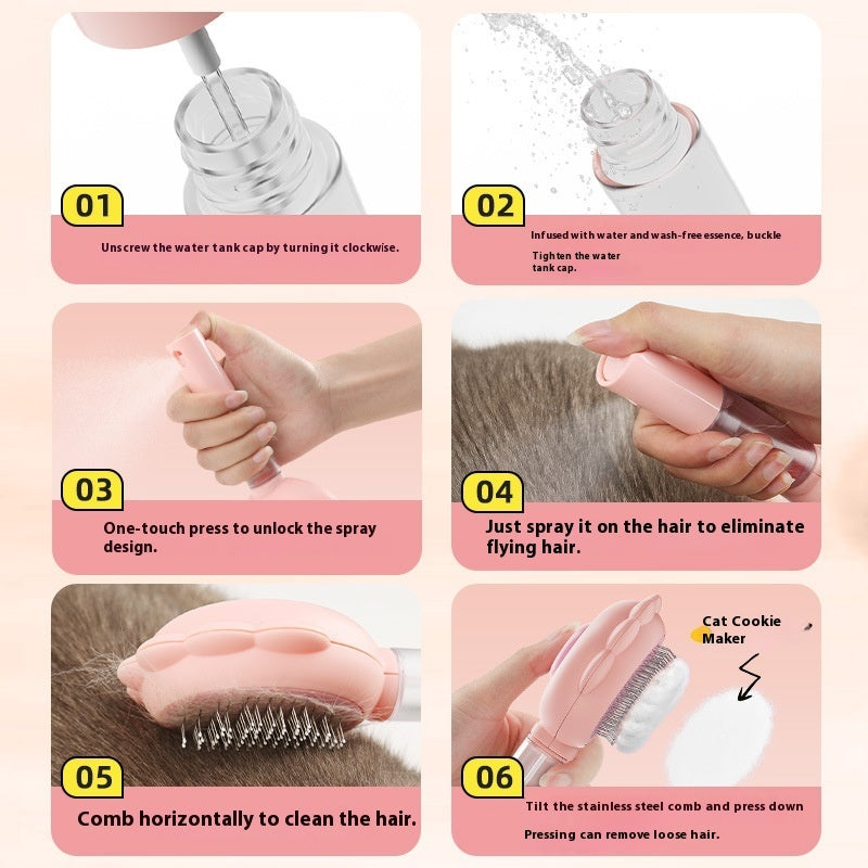 2 In 1 Self Cleaning Dog Brush Comb With Spray Pets Grooming Hair Remover Combs Brush Floating Hair Pet Grooming Brush Pet Products - KuzuSHOP