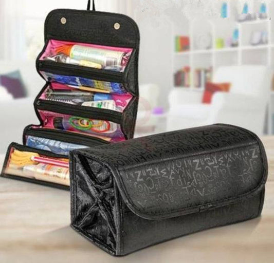 Cosmetic Bag Makeup Tools Bag Fashion Female Makeup Hanging Loop Women Toiletries Case Jewelry Organizer Zipped Compartment - KuzuSHOP