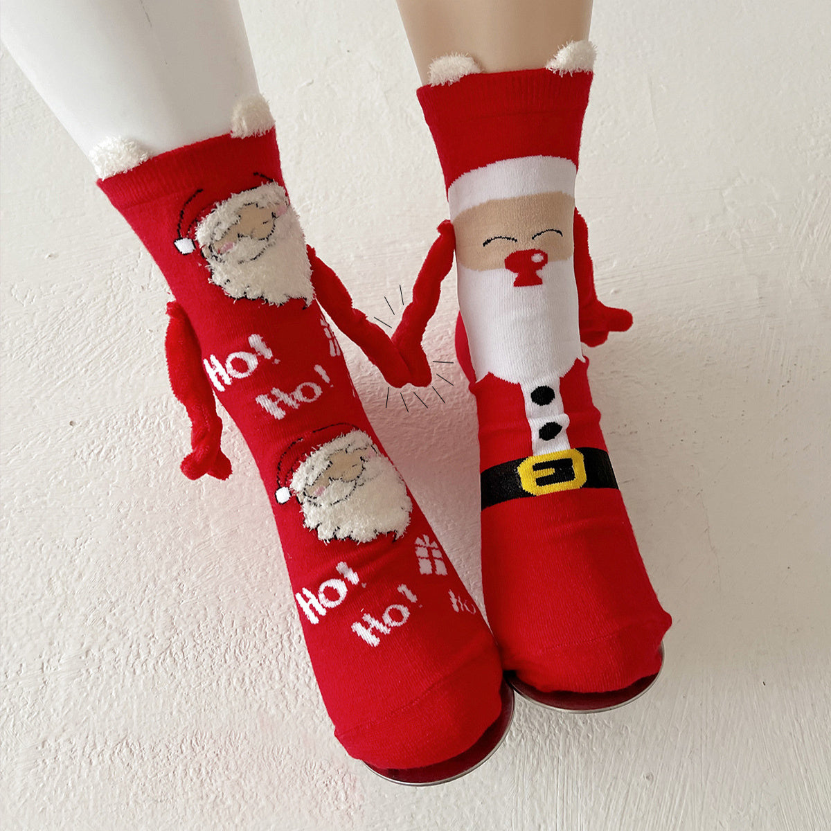 Christmas Magnetic Socks Cute Elk Santa Claus Snowman Hand-holding Socks For Couple - KuzuSHOP