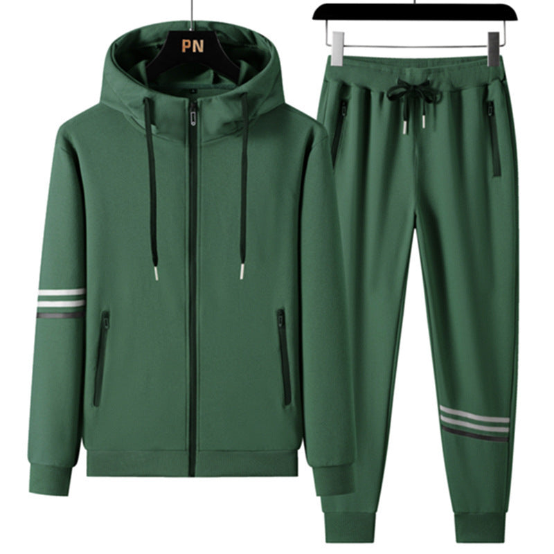 Men's Casual Sports Pure Cotton Hooded Sweater Trousers Two-piece Set - KuzuSHOP