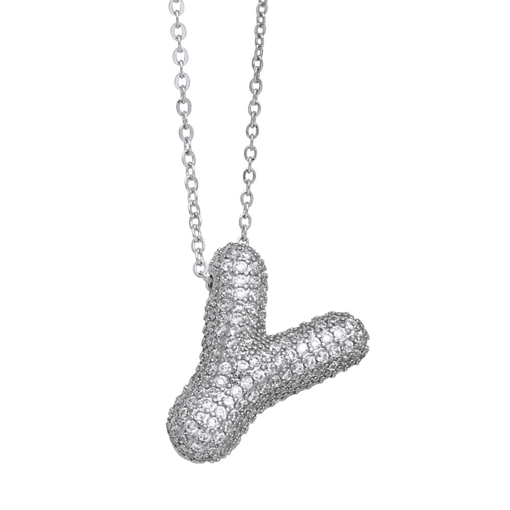 26 English Letter Necklace For Women Inlaid Zircon - KuzuSHOP