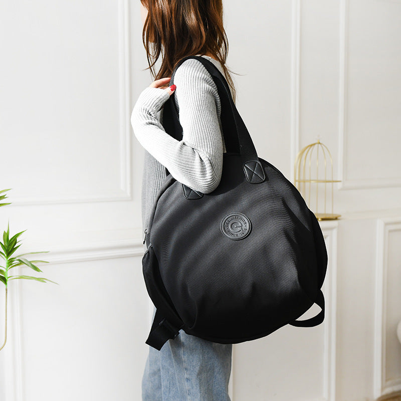 Black Round Bags Women Fashion Large Capacity Multifunctional Backpack Shoulder Bag Handbag - KuzuSHOP