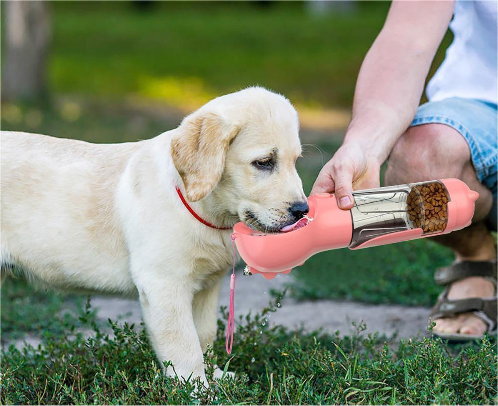 Pet Water Bottle Feeder Bowl Garbage Bag Storage Portable Pet Outdoor Travel 3 In 1 Dog Water Bottle - KuzuSHOP