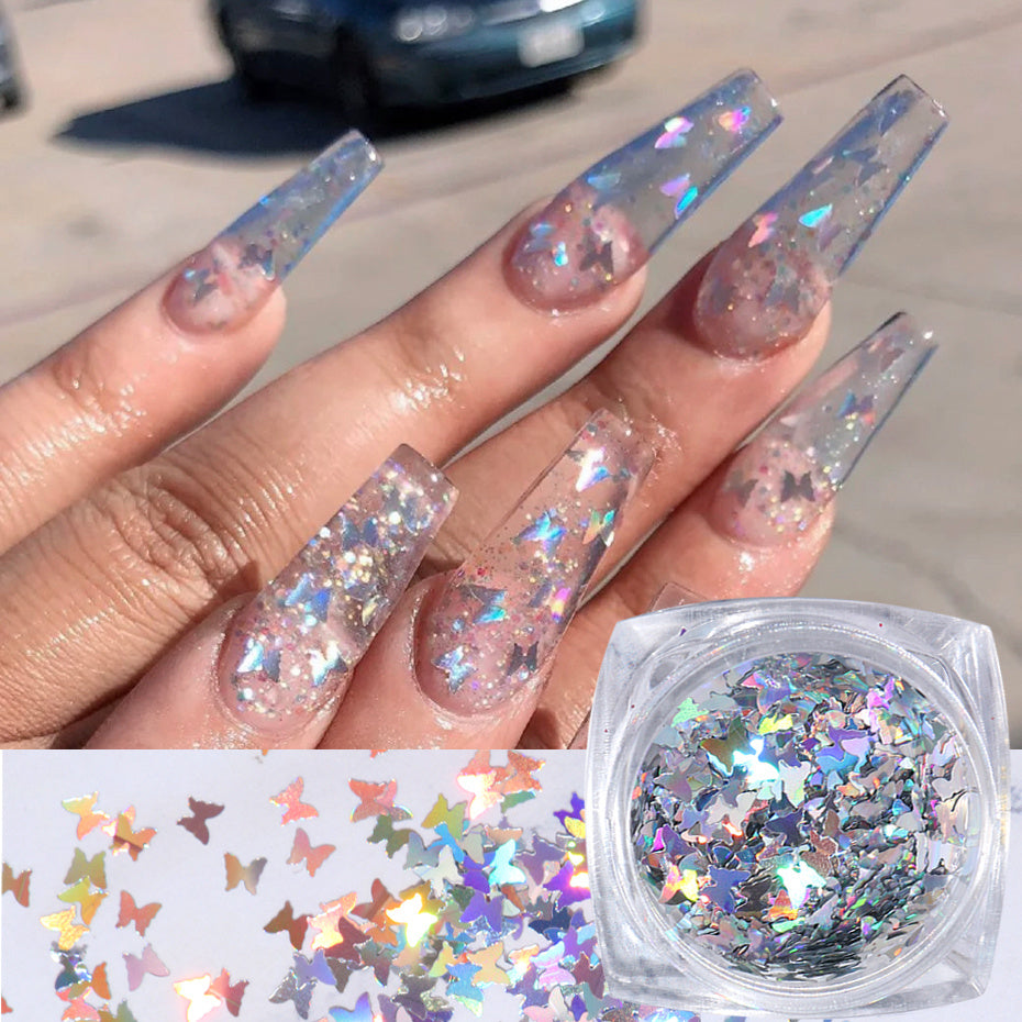 Symphony butterfly sequin nail decoration - KuzuSHOP