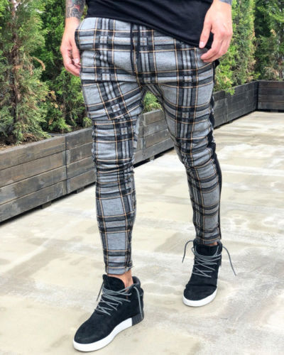 European And American Plaid Print Casual Pants Men - KuzuSHOP