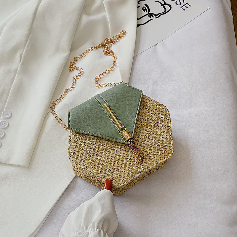 Factory direct sales on ins new women's bag new style 2020 fashion straw tassel chain bag all-match single shoulder Messenger bag - KuzuSHOP