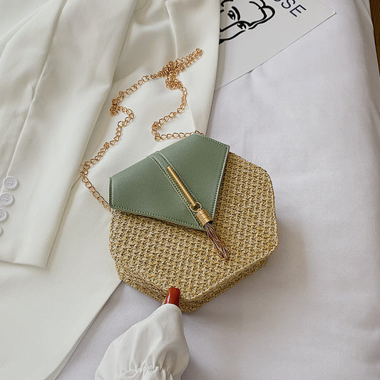 Factory direct sales on ins new women's bag new style 2020 fashion straw tassel chain bag all-match single shoulder Messenger bag - KuzuSHOP