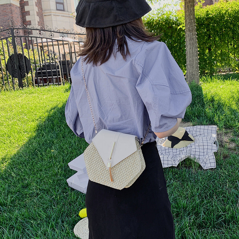 Factory direct sales on ins new women's bag new style 2020 fashion straw tassel chain bag all-match single shoulder Messenger bag - KuzuSHOP