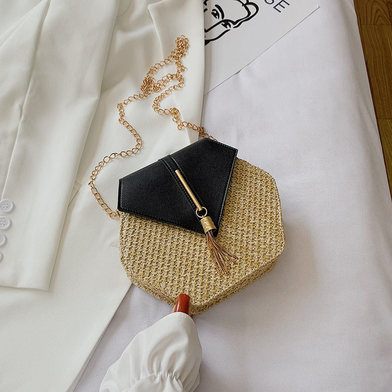 Factory direct sales on ins new women's bag new style 2020 fashion straw tassel chain bag all-match single shoulder Messenger bag - KuzuSHOP