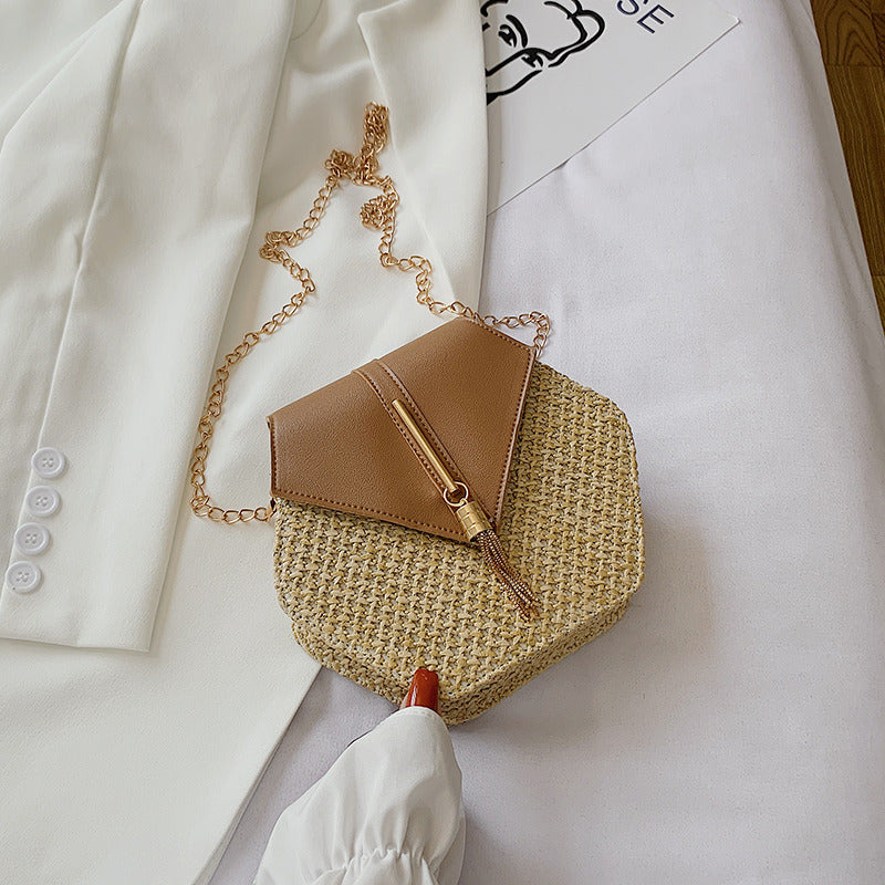 Factory direct sales on ins new women's bag new style 2020 fashion straw tassel chain bag all-match single shoulder Messenger bag - KuzuSHOP