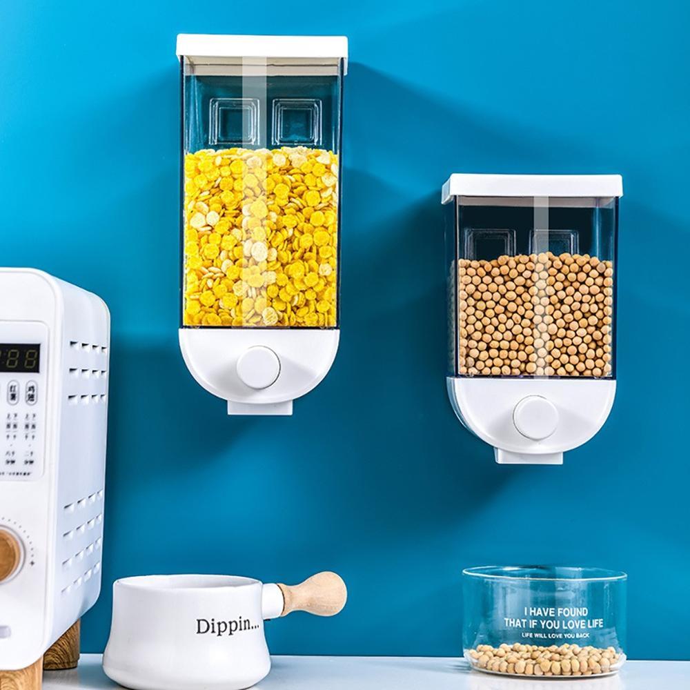 Kitchen Food Storage Easy Press Container Cereal Dispenser Wall Mounted Food Storage Box - KuzuSHOP