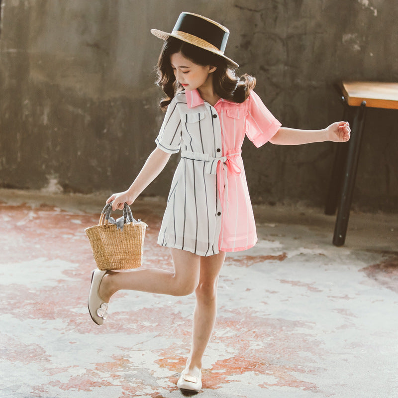 Color block shirt skirt