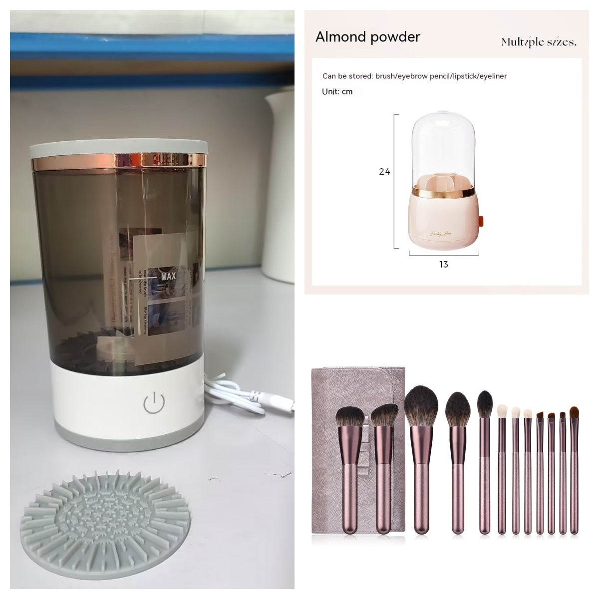 Women Eye Shadow Brush Cleaning Tool Portable Electric Makeup Brush Cleaner Machine With USB Charging Automatic Cosmetic Brush - KuzuSHOP