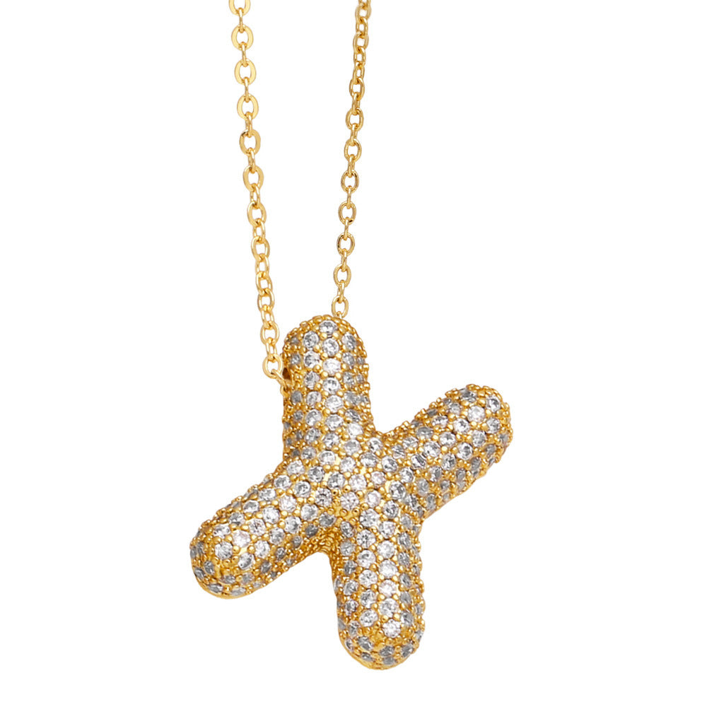 26 English Letter Necklace For Women Inlaid Zircon - KuzuSHOP