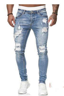 Ripped white denim trousers - KuzuSHOP