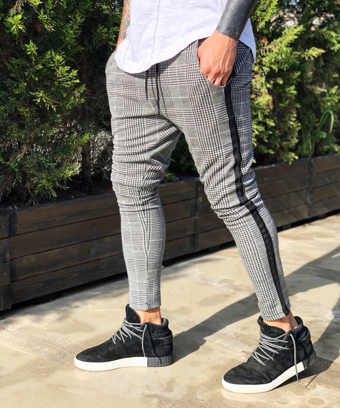 European And American Plaid Print Casual Pants Men - KuzuSHOP