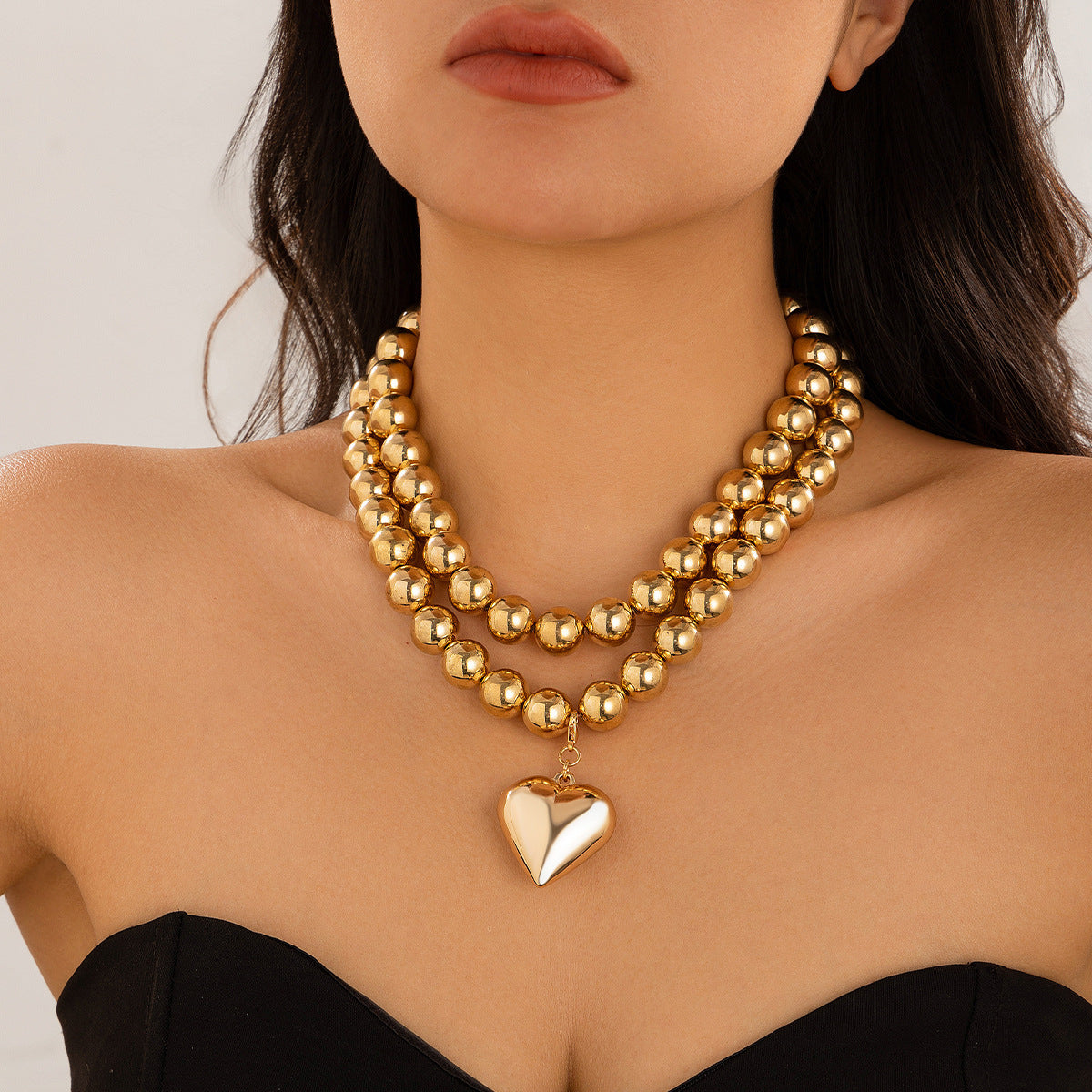 Ornament Pearl Heart Clavicle Chain Beaded Heart-shaped - KuzuSHOP