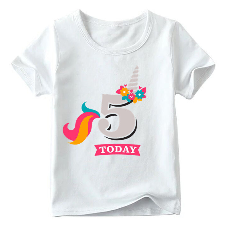 Children's Birthday Digital Printed Short-sleeved T-shirt - KuzuSHOP