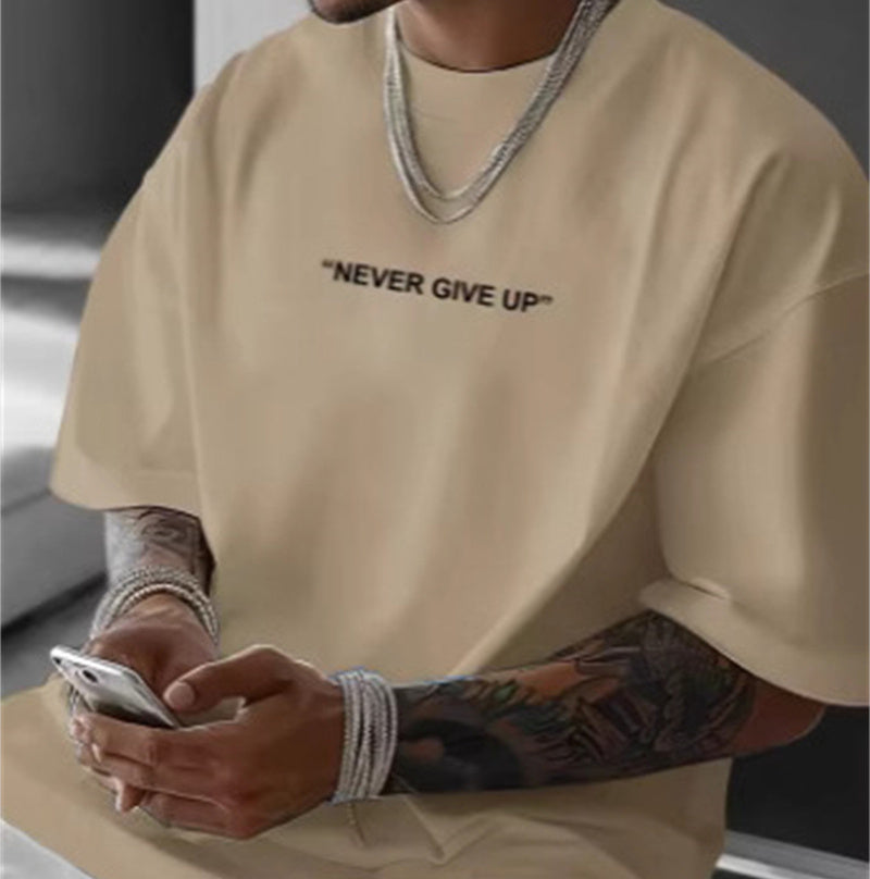 Summer Men's Loose Plus Size Print Round Neck Short Sleeve T-shirt - KuzuSHOP