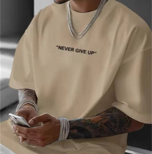 Summer Men's Loose Plus Size Print Round Neck Short Sleeve T-shirt - KuzuSHOP