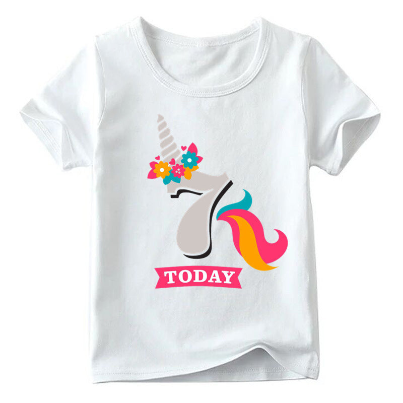 Children's Birthday Digital Printed Short-sleeved T-shirt - KuzuSHOP