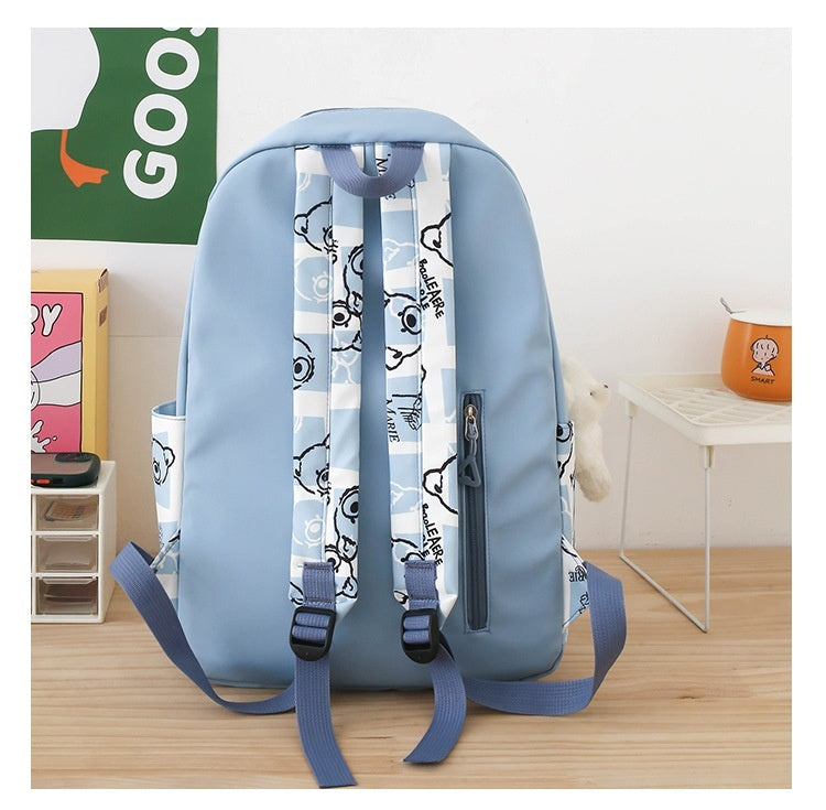 Elementary And Middle School Student Schoolbags Women's Cute Bear Lunch Box Three-piece Set - KuzuSHOP