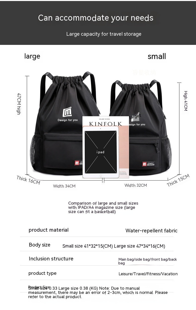 Travel Backpack Women's Large Capacity Travel Exercise Bag Drawstring Bag Drawstring Bag Oxford Waterproof - KuzuSHOP