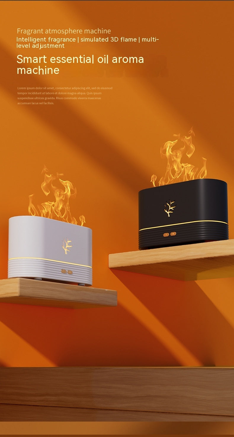 Flame Humidifier USB Smart Timing LED Electric Aroma Diffuser Simulation Fire Night Lamp Home Decor - KuzuSHOP