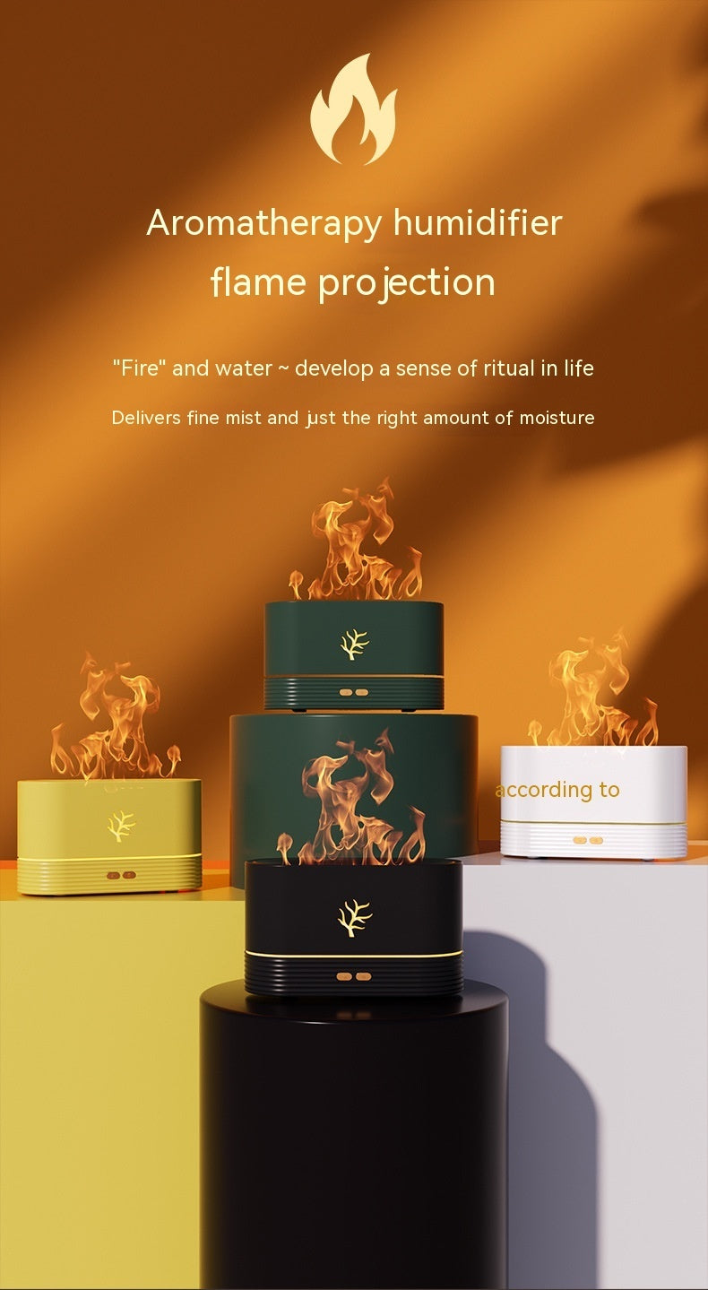 Flame Humidifier USB Smart Timing LED Electric Aroma Diffuser Simulation Fire Night Lamp Home Decor - KuzuSHOP