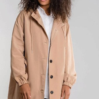 Plus Size Trench Coat Mid-length Loose Long Sleeve Jacket - KuzuSHOP