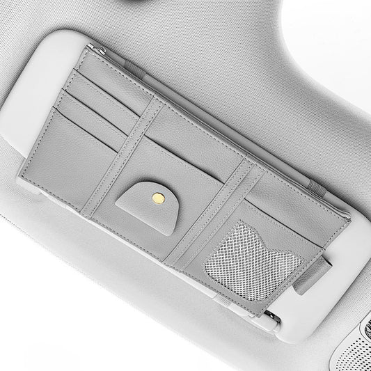 Car Sun Visor Organizer Storage Holder Full Leather Wrap - KuzuSHOP