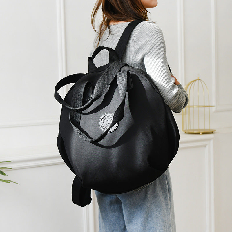 Black Round Bags Women Fashion Large Capacity Multifunctional Backpack Shoulder Bag Handbag - KuzuSHOP