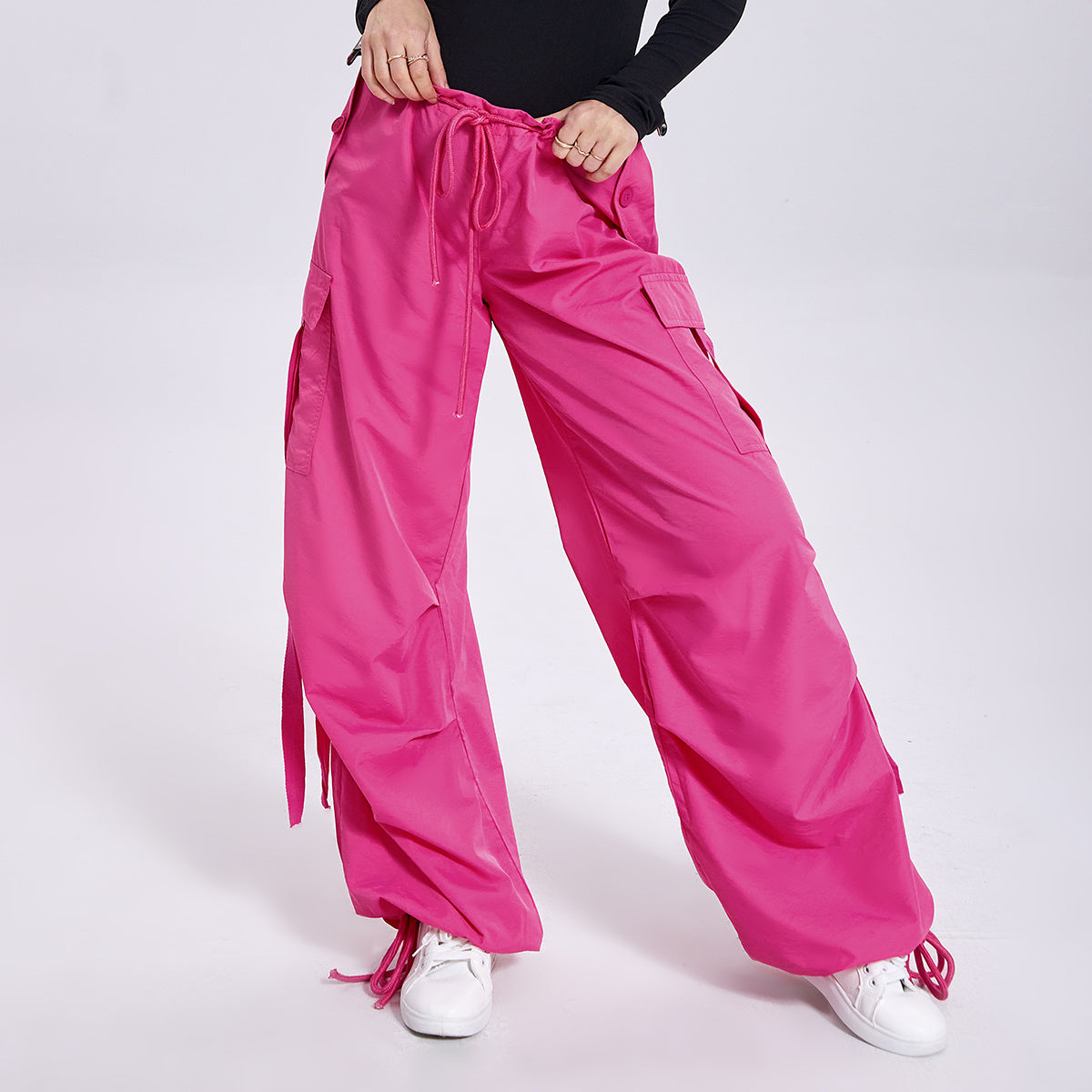Solid Color Loose Casual Streamer Overalls - KuzuSHOP