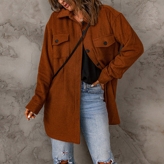 Fashion Casual Woolen Coat Women - KuzuSHOP