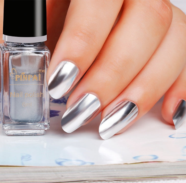 Mirror silver nail polish plating metal mirror silver oil 6ml environmental nail polish factory direct sales - KuzuSHOP