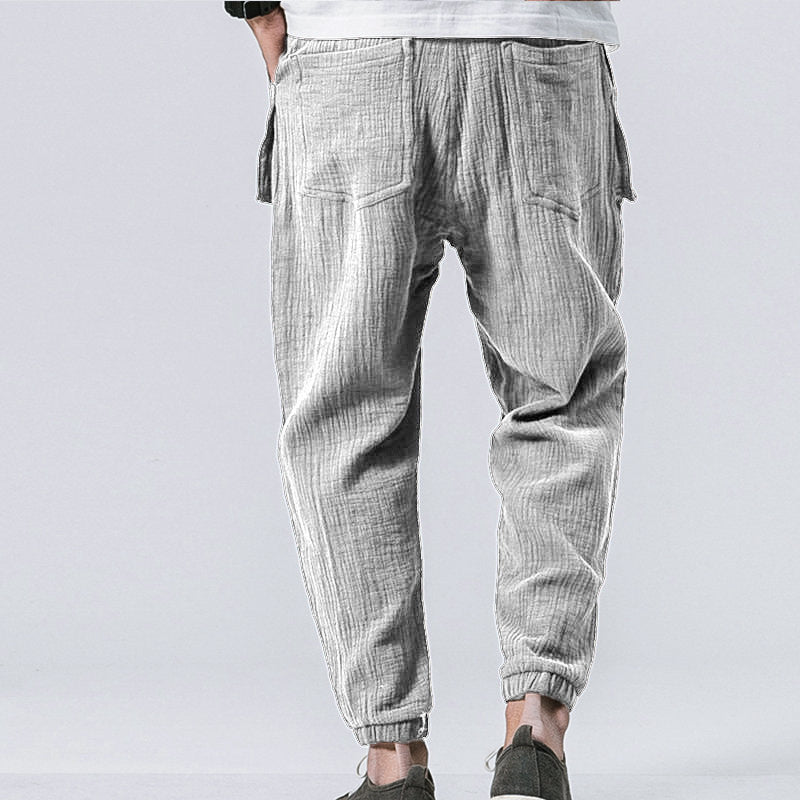 Casual double-layer wrinkled color beam leg pants - KuzuSHOP
