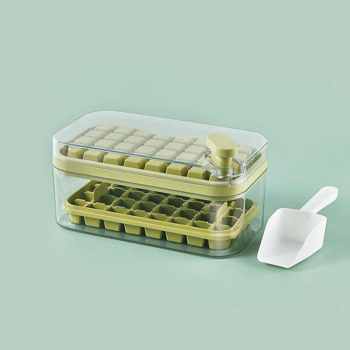 One-button Press Type Ice Mold Box Plastics Ice Cube Maker Ice Tray Mold With Storage Box With Lid Bar Kitchen Accessories - KuzuSHOP