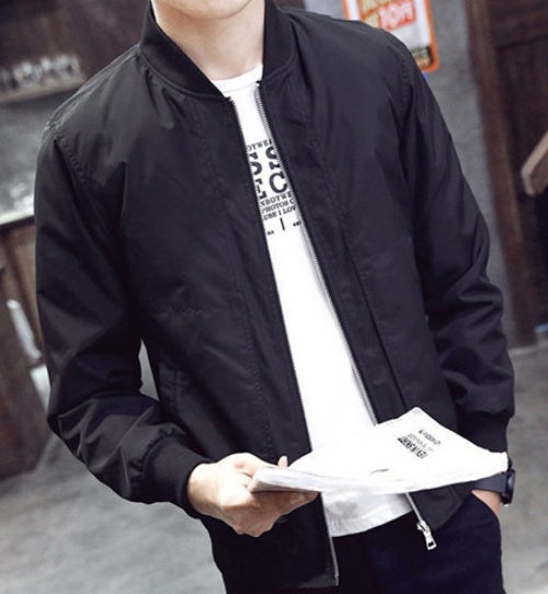 Spring And Autumn Season Thin Men's Baseball Collar Pure Color Repair Jacket Korean Version Repair Body Big Code Tide Jacket Man - KuzuSHOP