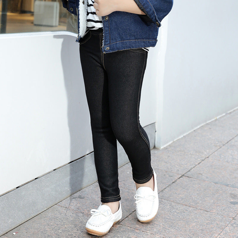 Plus velvet thick Korean baby trousers stretch Slim - KuzuSHOP