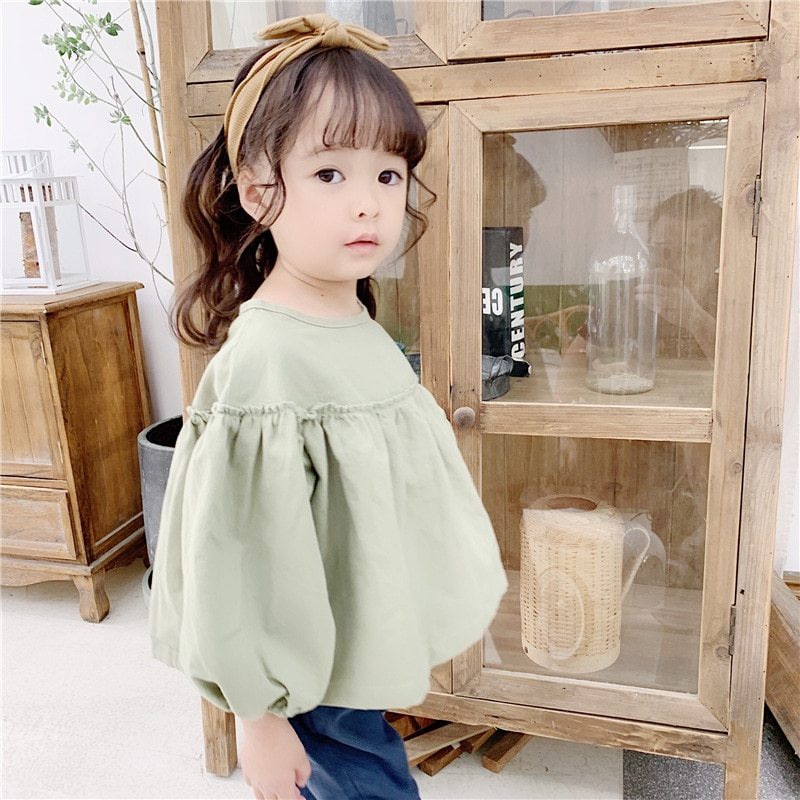 Girls' Korean Long Sleeve Doll Shirt - KuzuSHOP