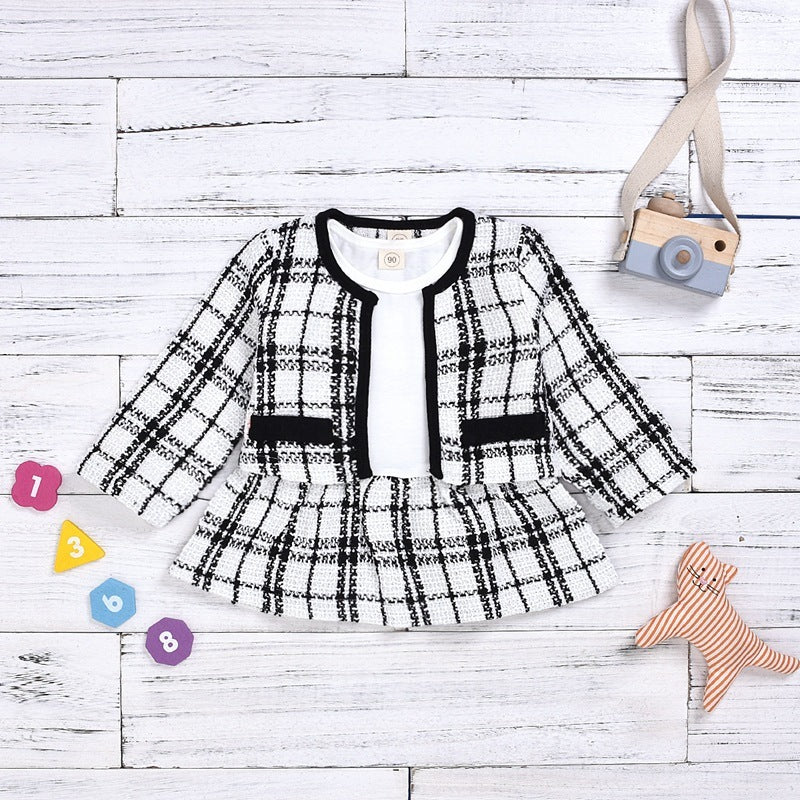 Long-sleeved Dresses Two-piece Children's Baby Small Incense Wind Suit - KuzuSHOP