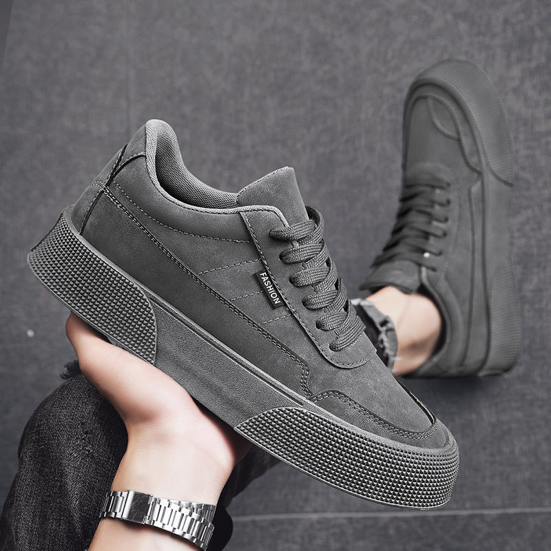 Casual Board Flat Shoes Men Breathable Thick-soled Lace-up Sneakers For Walking Running - KuzuSHOP