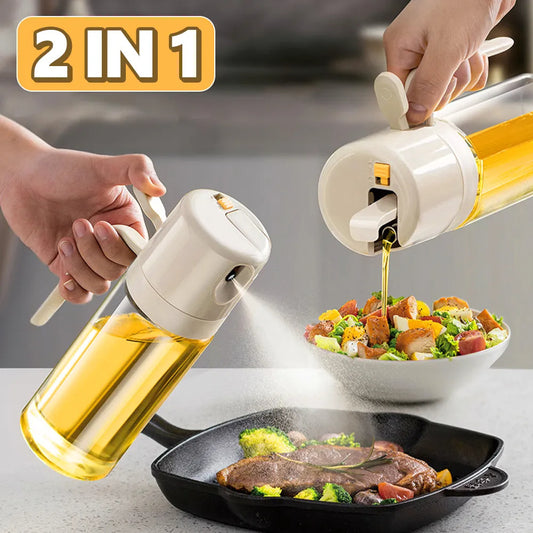 2 In 1 Oil Sprayer Bottle BBQ Cooking Oil Dispenser Olive Oil Pourers Sprayer Kitchen Baking Oil Mister Vinegar Bottle - KuzuSHOP