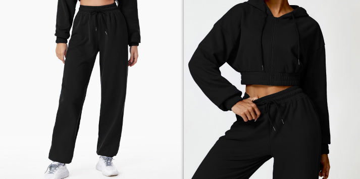 Warm And Loose Long Sleeve Sweater Coat & Pant Set - KuzuSHOP