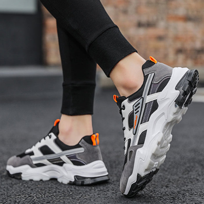 Black White Lace-up Sneakers Men Outdoor Breathable Csual Mesh Shoes Lightweight Running Sports Shoes - KuzuSHOP