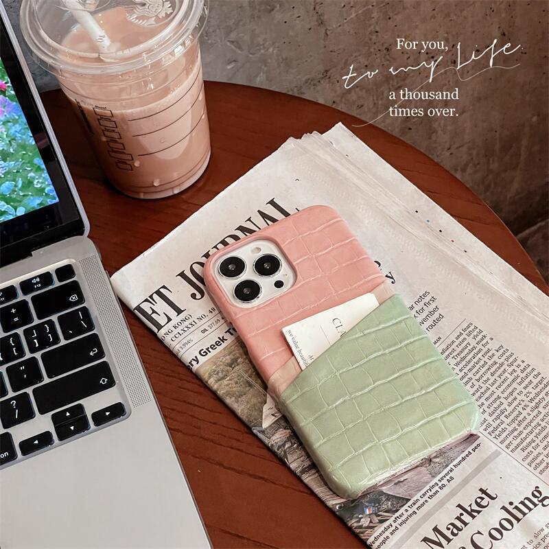 Double Card Leather Half Pack Phone Case - KuzuSHOP