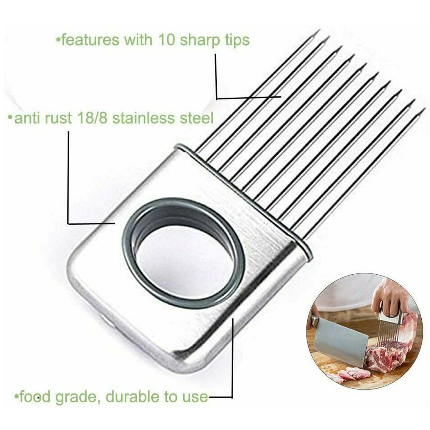 Onion Holder Slicer Vegetable tools Tomato Cutter Stainless Steel Kitchen Gadget - KuzuSHOP