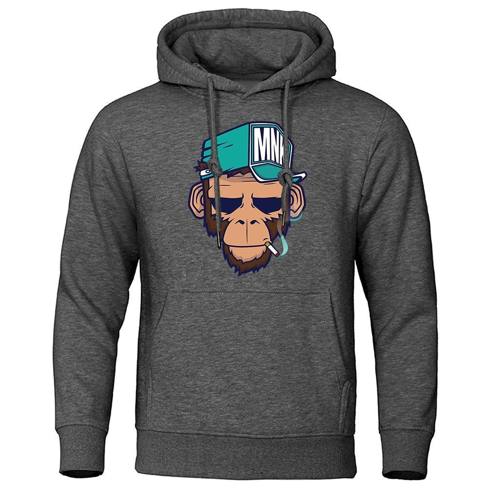 Personality Smoking Monkey Hoodie Sweatshirt Hip Hop Casual Street Hooded - KuzuSHOP
