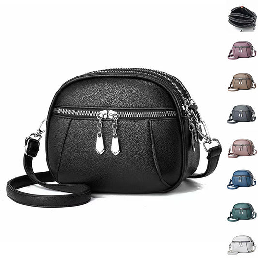 Solid Color Small Round Bag Fashion Multi-pocket Large Capacity Shoulder Crossbody Bags For Women Handbags - KuzuSHOP