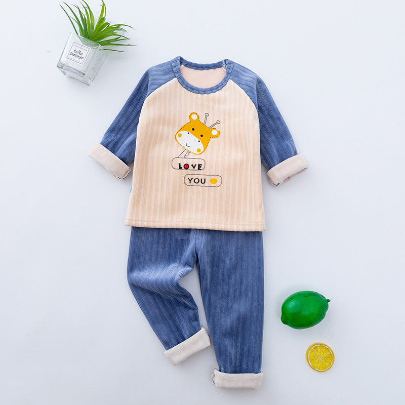 Autumn And Winter Thickened Children's Thermal Underwear Set - KuzuSHOP